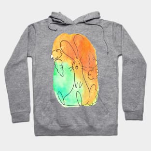 Orange Green Carrot Bunny Watercolor Hoodie